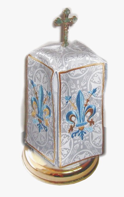 Marian Ciborium Cover, with unique fleur-de-lis embroideries